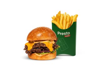 Cheeseburger vita combo + cartofi prajiti 130gr