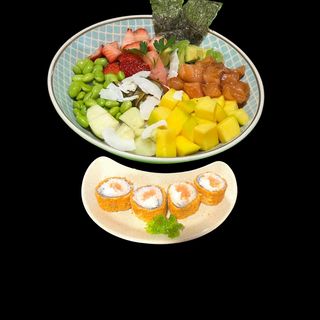 Poke Teriyaki E Hot Roll Salmão