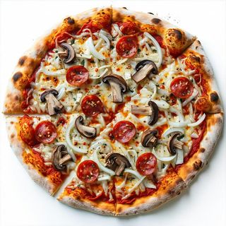 Gorgonzola salame piccante, porcini, cipolla