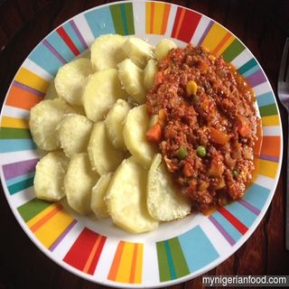 Boiled sweet potato & egg sauce