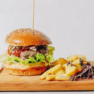 Riva burger i pomfrit