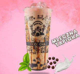 Tradycyjna herbata mleczna z czarnymi perełkami tapioki