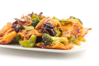 Fried Bambú Y Bamboos Setas Chinas Salteadas