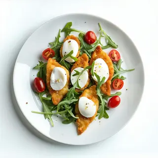 Gnocco fritto con bufala, rucoIa, pomodorin