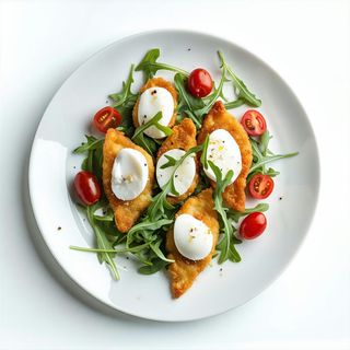 Gnocco fritto con bufala, rucoIa, pomodorin