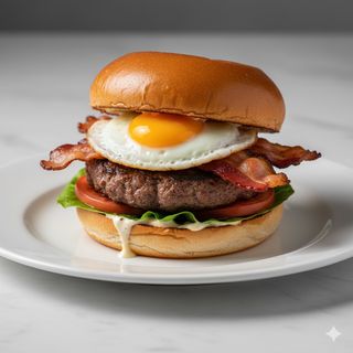 Hamburguesa De Ternera Con Huevo Y Bacón