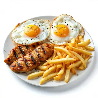 Plato 2 Huevos, Pechugas de Pollo y Patatas