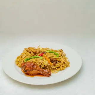 Spaghetti + Barbeque Chicken