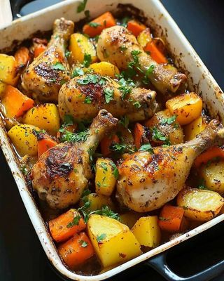 Poulet Aux Herbes De L'atlas Au Four Avec Garnitures