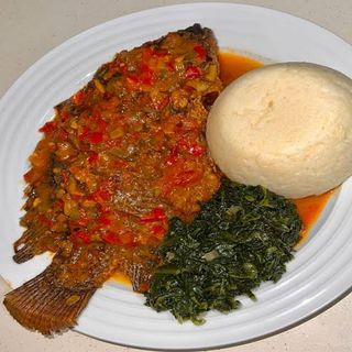 Large Tilapia(fish) Ugali + Soda