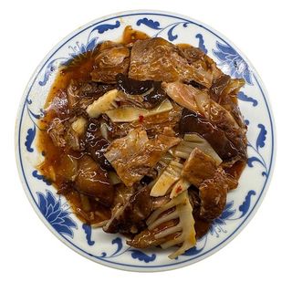 Anatra con funghi e bambù 