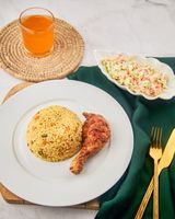 Fried Rice, Peppered Chicken & Coleslaw