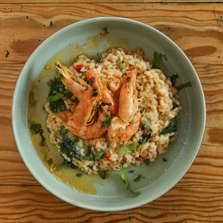 Risotto de Camarão e Espinafres