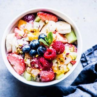 Fruit Salad with Yogurt, Honey, and Nuts
