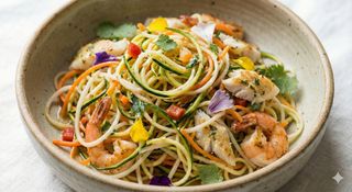 Noodles pesce e verdure