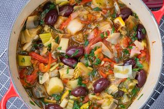 Mancare de praz cu masline - fara gluten, vegan / de post