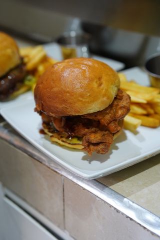 Fried Chicken Burger With Small Fries