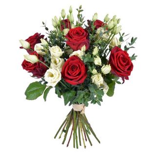 Ramo De Rosas Rojas Y Lisinthus Blancos