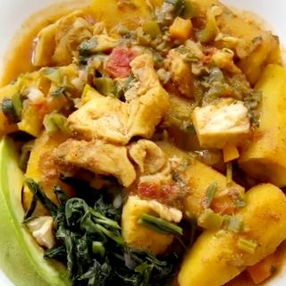 Fish with matooke katogo