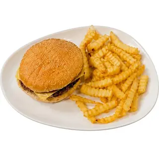 Hamburguesa Simple Con Patatas Fritas
