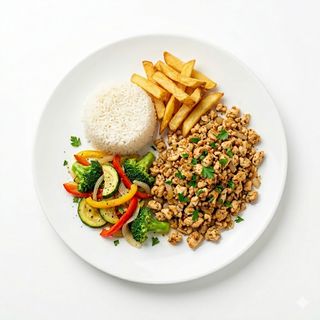 Plato Combinado De Carne Picada De Pollo