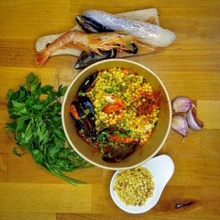 Fregola de Cerdeña con Mariscos