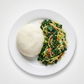 Ugali sukuma cabbage