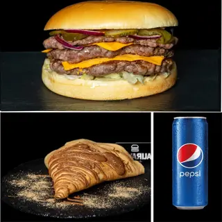 Triple original smash burger + palačinka nutella + Pepsi