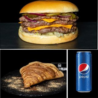 Triple original smash burger + palačinka nutella + Pepsi
