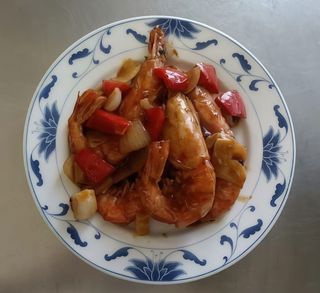 164 Gamberoni  saltati con verdure