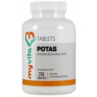 Potas cytrynian potasu 450mg 250 tabletek - MyVita