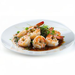 Gamba con salsa de ostra