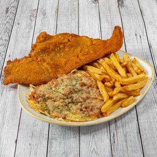 6. Milanesa Ternera, Patatas Y Espaguettis