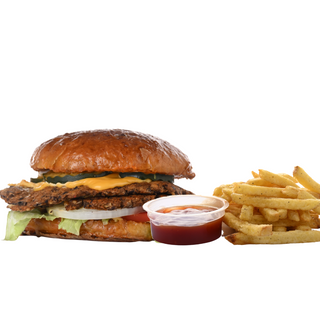 Bean & Beyond Burger with fries