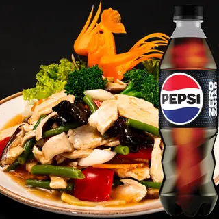 Meniu pui cu legume, orez + Pepsi