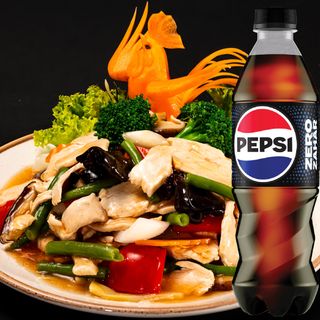 Meniu pui cu legume, orez + Pepsi