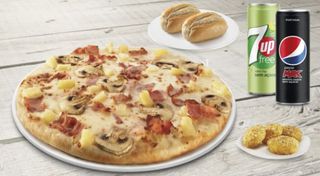 1 Pizza Média + 2 Bebidas 33cl + 1 Entrada