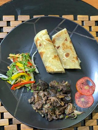 Beef Dry Fry with White Chapati
