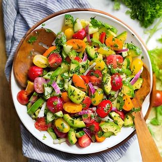 Avocado, Shredded Carrots, Sherry Tomatoes Salad