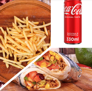 Малко бурито с телешко (350г) + Картофки (135г) + Coca-Cola (330мл)