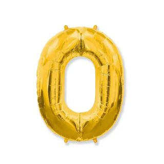 Balon Gold cu heliu cifra 0