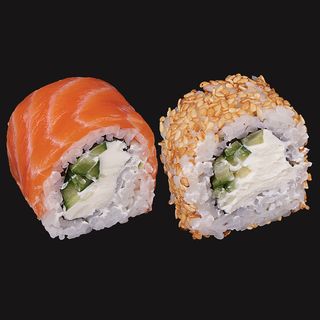 Рол Філадельфія з лососем + рол Філадельфія в кунжуті (260г/4+4шт)
