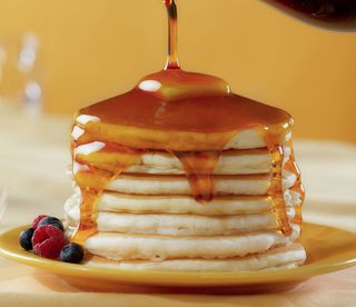 With maple syrup