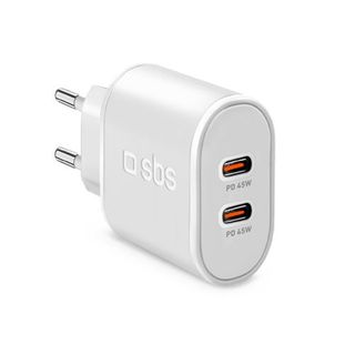 Cargador Sbs 2X Usb-C Power Delivery 45W Blanco - 8018417405709