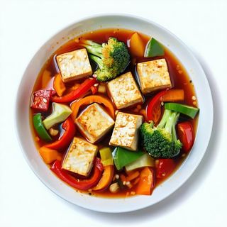 Tofu stufato con verdure