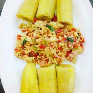 Boiled Plantain And Egg Sauce