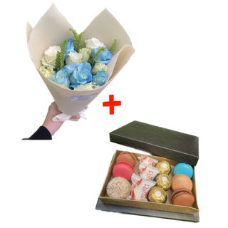 Bouquet 10 fleurs+ petite boîte chocolat / nougat