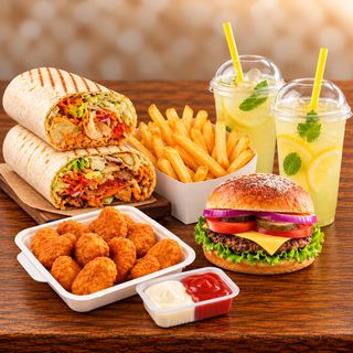 Combo 2kebab mare + Nuggets+Chessburger+2 băuturi (pepsi or Limonadă)