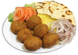 Falafel with rice and salad