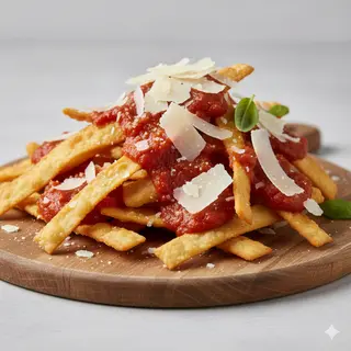 Chiacchiere con pomodoro, passato e parmigiano